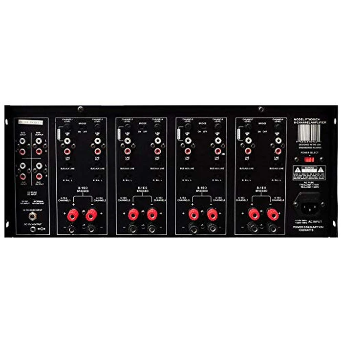 Pyle Multi Zone Audio Amplifier - Stereo Amplifier with 4 Channels, Powerful 8000 Watts with Speaker Selector Volume Control & LED Audio Level Display, 4-Ch. Bridgeable Switches by Pyle - Image 4