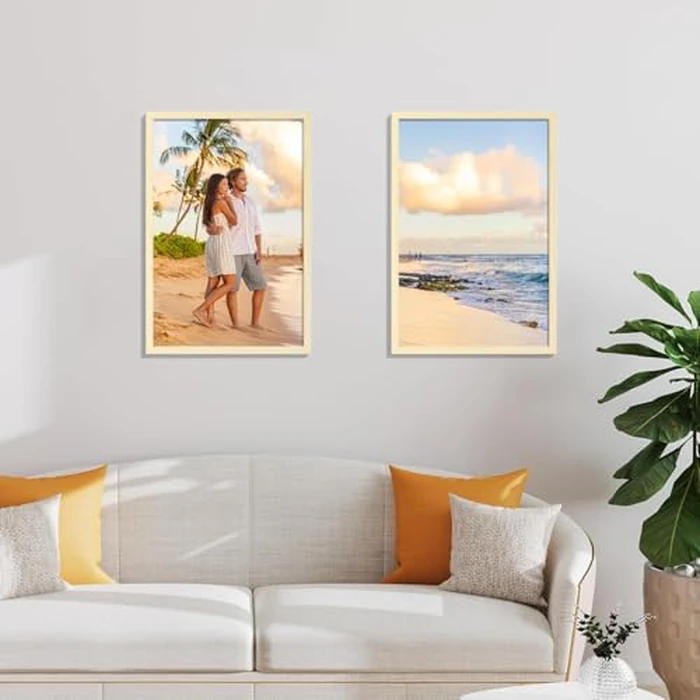 smiry Picture Frame 16x24, Display Pictures 12x18 with Mat or 16x24 without Mat, Photo Frame for Wall or Table Top Display, Natural, 2 Pack by smiry - Image 2