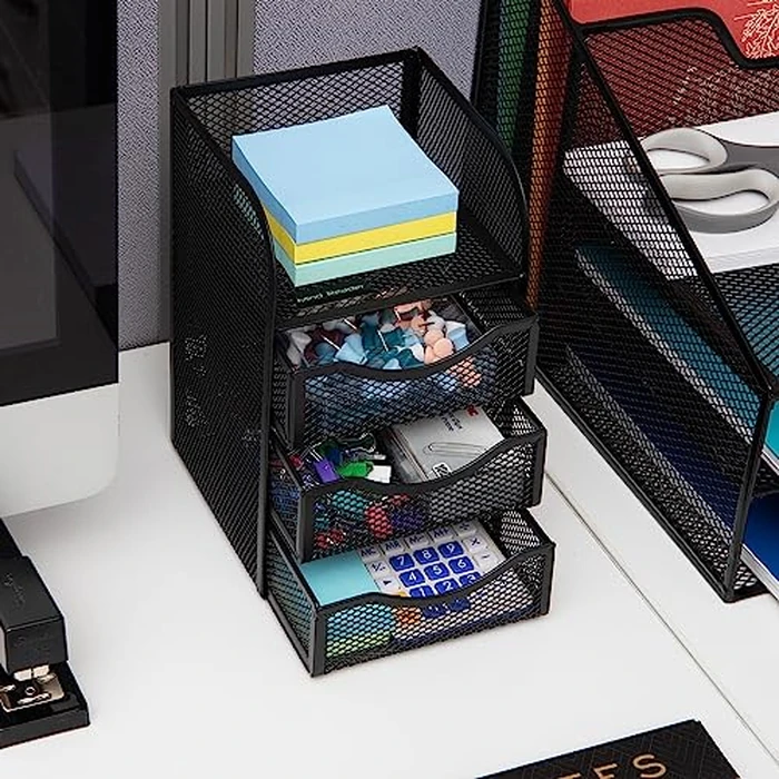 Mind Reader Desktop Accessory Storage, Paper Binder Clip Basket, Workspace, Office, Metal Mesh, 4.75"L x 5"W x 8"H, Black by Mind Reader - Image 6