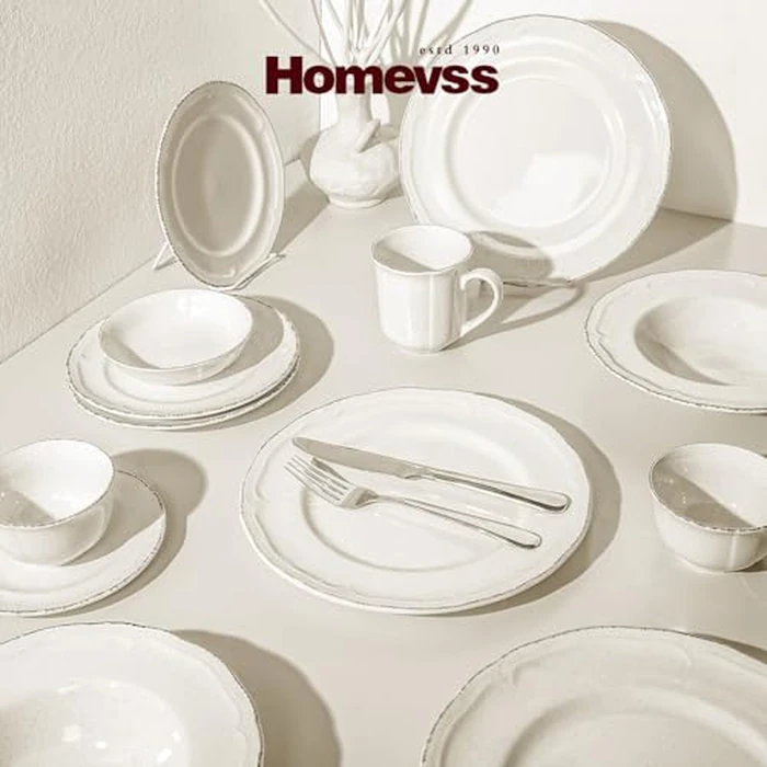 HomeVSS 20-Piece Dinnerware Set Service for 4, Dinner Plate Set with Mugs, Microwave and Dishwasher Safe,Scratch Resistant, Speckled and Cream Dishes Sets by Home VSS - Image 5