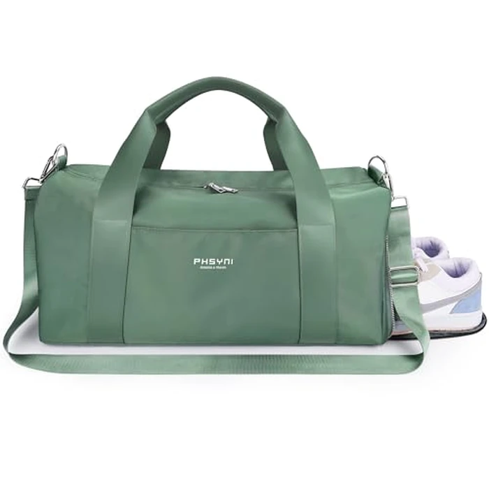 Gym Bag for Women & Men, with Shoes Compartment and Wet Pocket,Waterproof Sports Duffle Bag,Fitness Workout,Swim,Travel Bag,19“-Medium,Green by PHSYNI - Used - Very Good condition