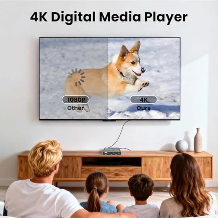 fnetic 4K Digital Media Player, TV MP4 Video Player with HDMI/AV Output, Digital Signage Mini HD Media Players for USB Drives/SD Cards, H.265/HEVC, Looping, Auto Playback, Grey by fnetic - Image 2