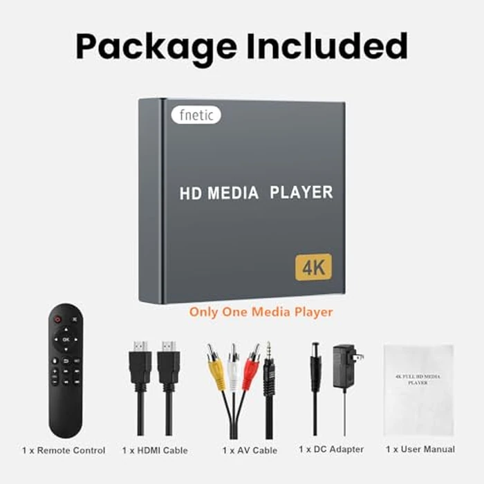 fnetic 4K Digital Media Player, TV MP4 Video Player with HDMI/AV Output, Digital Signage Mini HD Media Players for USB Drives/SD Cards, H.265/HEVC, Looping, Auto Playback, Grey by fnetic - Image 8