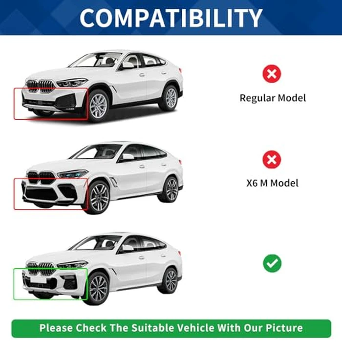 XPHAZZ G06 Front Lip Compatible with BMW (2019-2023) X6 G06 M-Sport Model ABS Gloss Black Bumper Spoiler Air Splitter by XPHAZZ - Image 2