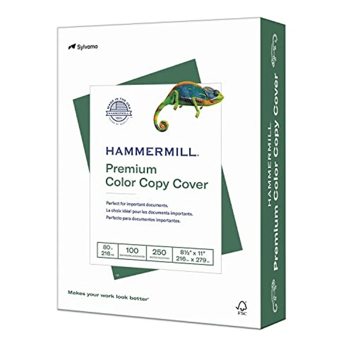 Hammermill Cardstock, Premium Color Copy, 80 lb, 8.5 x 11 - 1 Pack (250 Sheets) - 100 Bright, Made in the USA Card Stock by Hammermill - Used - Like New condition - CA$36.93