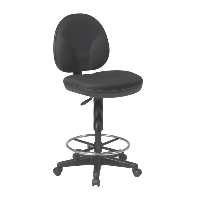 Office Star DC Series Drafting Chair with Sculptured Seat and Back, Built-in Lumbar Support and Adjustable Foot Ring, Icon Black Fabric by Office Star Products - Used - Good condition - US$84.02