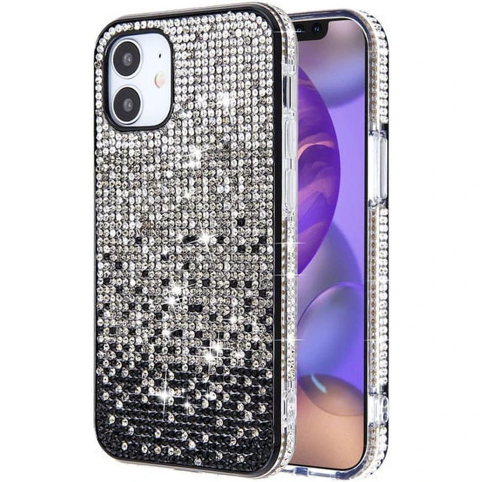 MyBat Airium Crystals Sparks Phone Case for iPhone 12 Mini - Clear / Black Crystals - Brand New by MyBat - Image 2