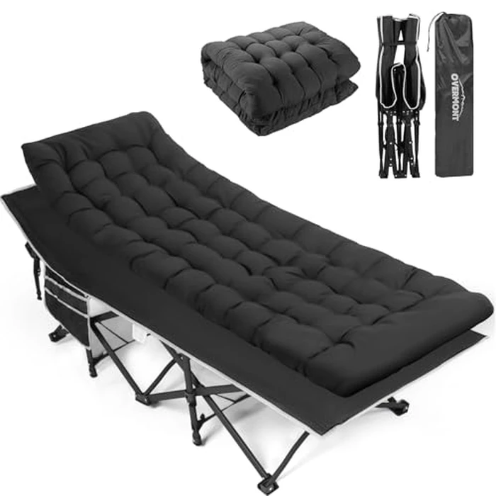 Overmont Camping Cot with Mattress - 28” Extra Wide Portable Folding Cot for Adults Load 550 LBS with Carry Bag for Outdoor Travel Home Office Nap by OVERMONT - Used - Very Good condition - CA$78.07