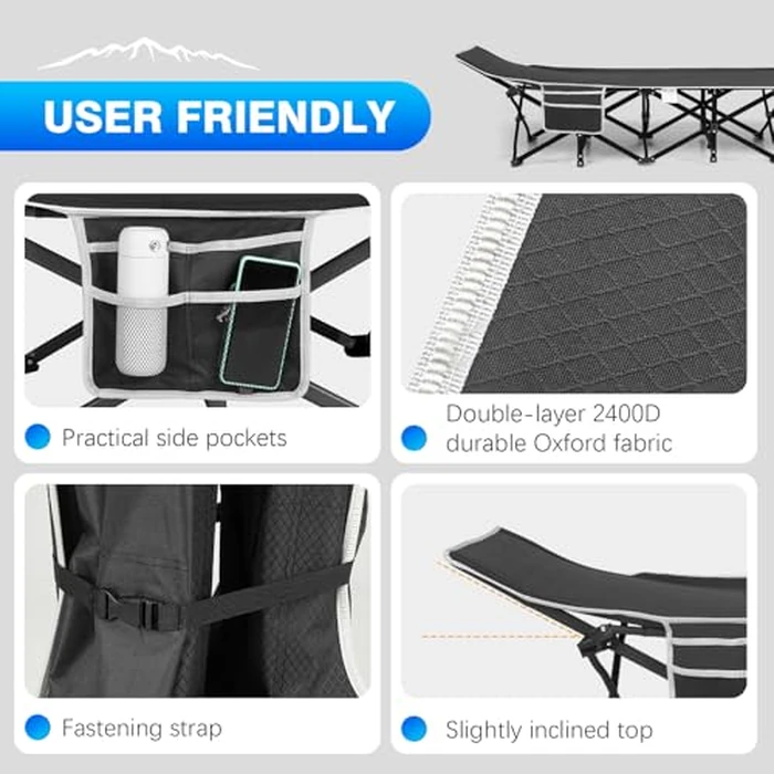 Overmont Camping Cot with Mattress - 28” Extra Wide Portable Folding Cot for Adults Load 550 LBS with Carry Bag for Outdoor Travel Home Office Nap by OVERMONT - Image 5