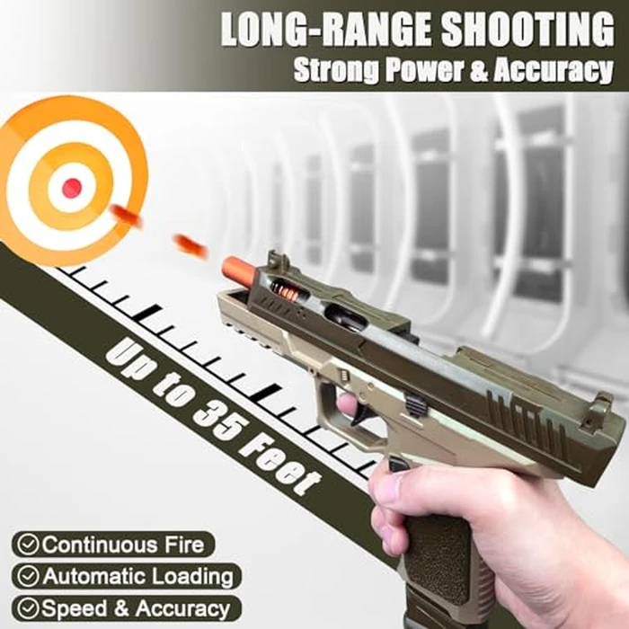 Automatic Shell Ejecting Toy Gun Pistol, Soft Bullet Toy Gun for Boys, Education Model Realistic Toy Pistol Shooting Game Toys Gifts Christmas Birthday for Kids 8+ by XUZHTYOO - Image 2