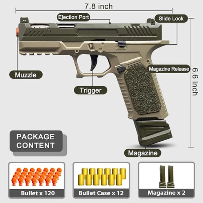 Automatic Shell Ejecting Toy Gun Pistol, Soft Bullet Toy Gun for Boys, Education Model Realistic Toy Pistol Shooting Game Toys Gifts Christmas Birthday for Kids 8+ by XUZHTYOO - Image 3