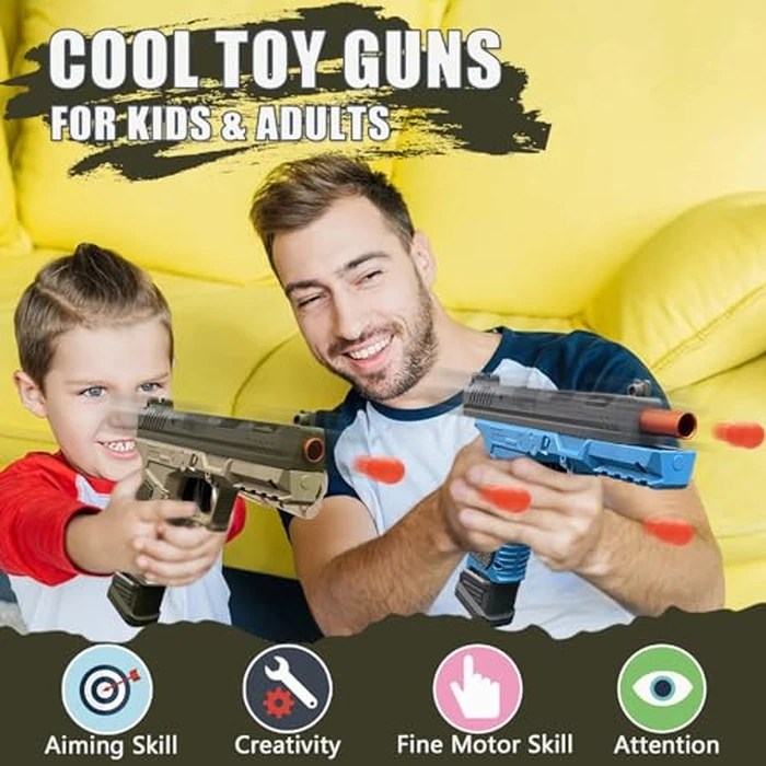 Automatic Shell Ejecting Toy Gun Pistol, Soft Bullet Toy Gun for Boys, Education Model Realistic Toy Pistol Shooting Game Toys Gifts Christmas Birthday for Kids 8+ by XUZHTYOO - Image 6