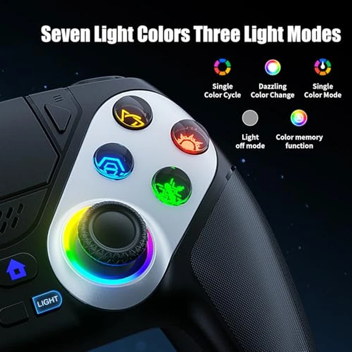 Gamrombo LED Wireless Controller for PS5, Compatible with PS5 Pro/Slim/PC, Dual Vibration, Macro/Turbo Function, 3.5mm Audio Jack, 6-Axis Motion Control Gamepad with Speaker by Gamrombo - Image 4