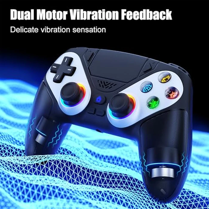 Gamrombo LED Wireless Controller for PS5, Compatible with PS5 Pro/Slim/PC, Dual Vibration, Macro/Turbo Function, 3.5mm Audio Jack, 6-Axis Motion Control Gamepad with Speaker by Gamrombo - Image 5