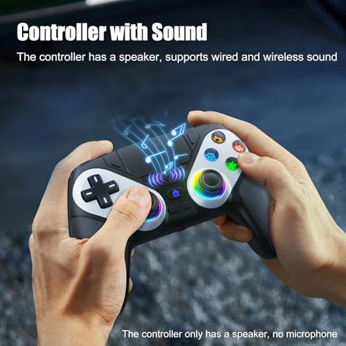Gamrombo LED Wireless Controller for PS5, Compatible with PS5 Pro/Slim/PC, Dual Vibration, Macro/Turbo Function, 3.5mm Audio Jack, 6-Axis Motion Control Gamepad with Speaker by Gamrombo - Image 7