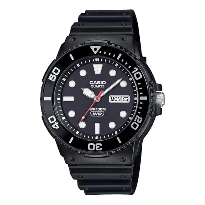 Casio MRW-230H Series | Black | Rotating Bezel | 100M Water Resistant | Day-Date Indicator | Analog Watch by Casio - Used - Like New condition