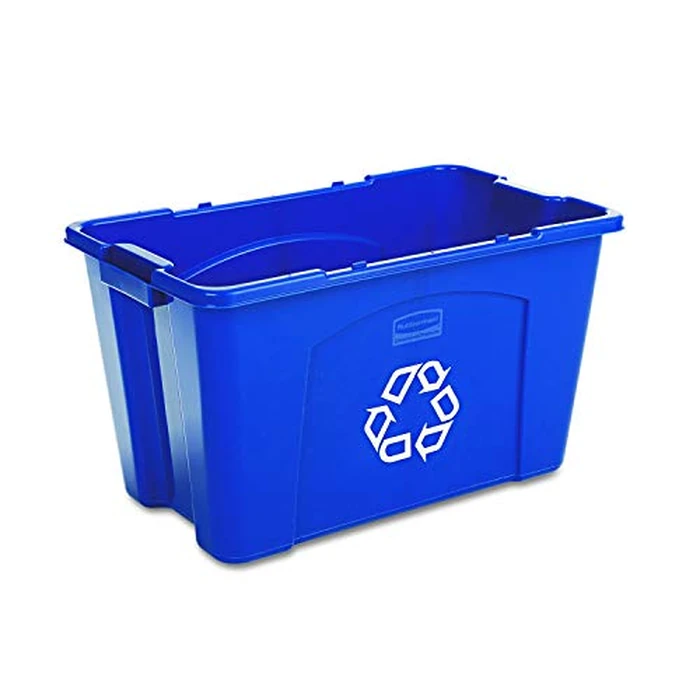 Rubbermaid Commercial Products Stackable Recycling Bin, 18 Gallon, Blue Storage Container, For Garage/Kitchen use for Boxes/Paper Recycle (Pack of 6) by Rubbermaid Commercial Products - Used - Like New condition