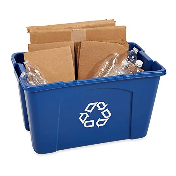 Rubbermaid Commercial Products Stackable Recycling Bin, 18 Gallon, Blue Storage Container, For Garage/Kitchen use for Boxes/Paper Recycle (Pack of 6) by Rubbermaid Commercial Products - Image 4