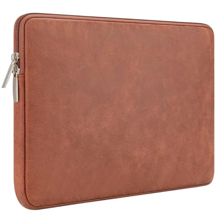 RAINYEAR 16 Inch Laptop Sleeve PU Suede Leather Case Protective Padded Cover Water Resistant Carrying Bag Compatible with 16" MacBook Pro/Max A2780 A2991 A3403 A3186 A2141 A2485 (Brown) by RAINYEAR make life easier - Image 1