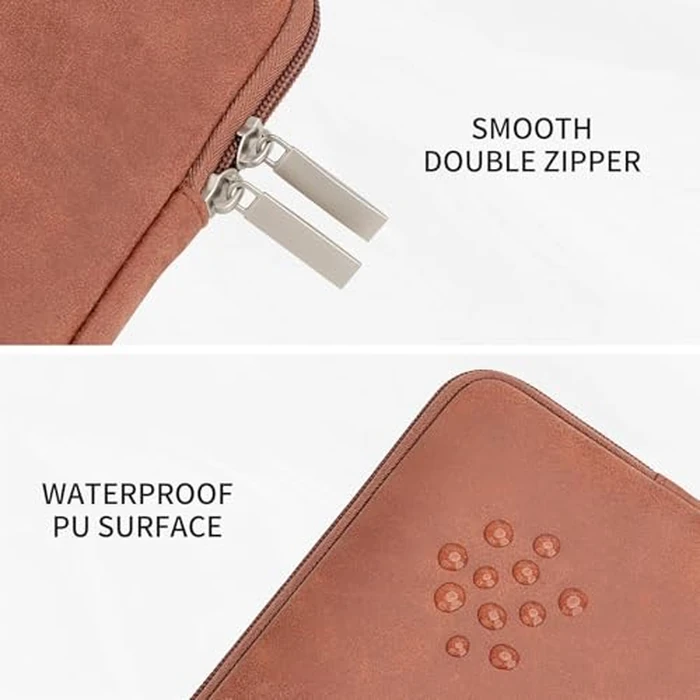 RAINYEAR 16 Inch Laptop Sleeve PU Suede Leather Case Protective Padded Cover Water Resistant Carrying Bag Compatible with 16" MacBook Pro/Max A2780 A2991 A3403 A3186 A2141 A2485 (Brown) by RAINYEAR make life easier - Image 2