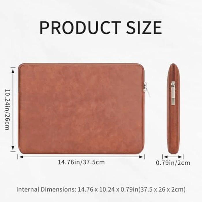 RAINYEAR 16 Inch Laptop Sleeve PU Suede Leather Case Protective Padded Cover Water Resistant Carrying Bag Compatible with 16" MacBook Pro/Max A2780 A2991 A3403 A3186 A2141 A2485 (Brown) by RAINYEAR make life easier - Image 4