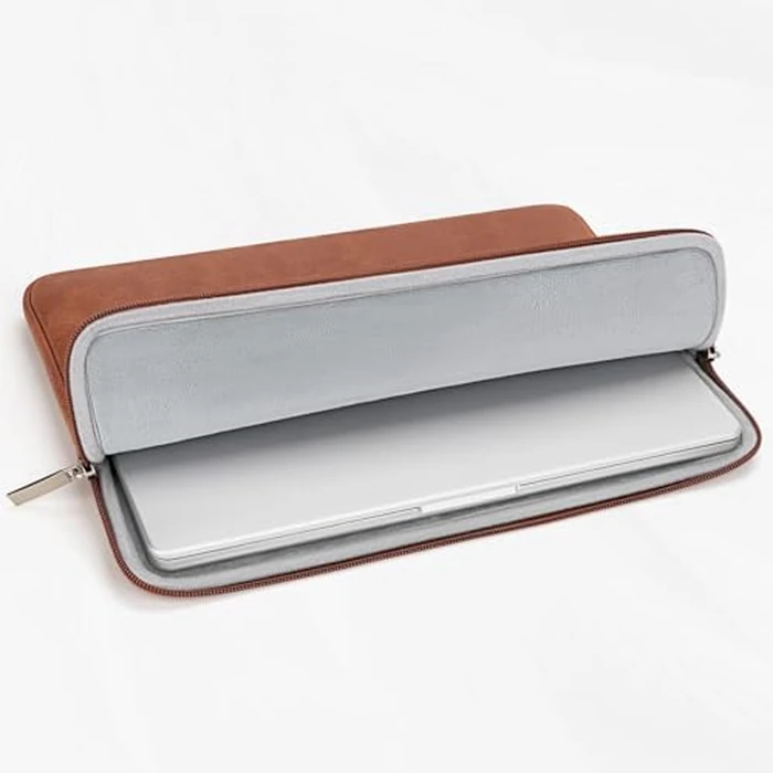 RAINYEAR 16 Inch Laptop Sleeve PU Suede Leather Case Protective Padded Cover Water Resistant Carrying Bag Compatible with 16" MacBook Pro/Max A2780 A2991 A3403 A3186 A2141 A2485 (Brown) by RAINYEAR make life easier - Image 5