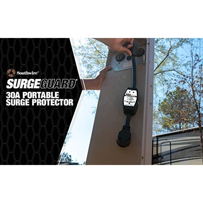Southwire Surge Protector 120V 30AMP P&R - RV Surge Protector - 30 Amp RV Surge Unit - Circuit Tester - LED Voltage Monitor - Black - Campground Power Safety by Southwire - Image 1