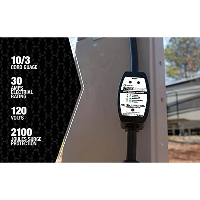 Southwire Surge Protector 120V 30AMP P&R - RV Surge Protector - 30 Amp RV Surge Unit - Circuit Tester - LED Voltage Monitor - Black - Campground Power Safety by Southwire - Image 3