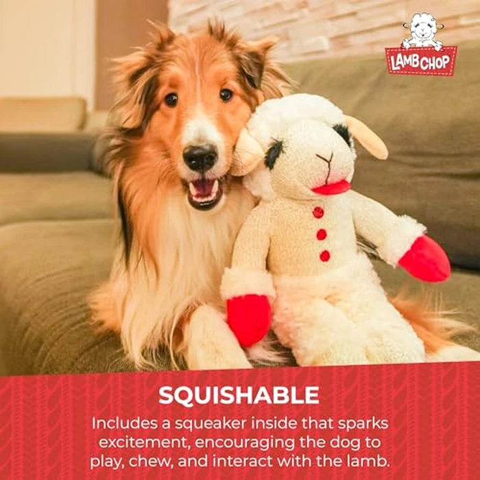 Multipet Lamb Chop Dog Plush Toy - Squeaky Toy for All Dogs - Extra Soft Plush - Stuffed Animal for Cuddling & Playing - Jumbo (24", Cream) by Multipet - Image 4
