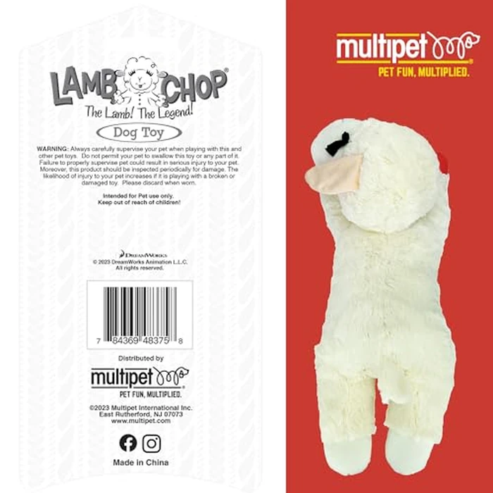 Multipet Lamb Chop Dog Plush Toy - Squeaky Toy for All Dogs - Extra Soft Plush - Stuffed Animal for Cuddling & Playing - Jumbo (24", Cream) by Multipet - Image 5
