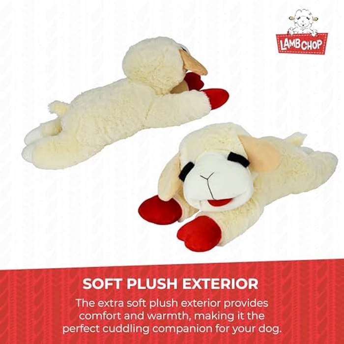 Multipet Lamb Chop Dog Plush Toy - Squeaky Toy for All Dogs - Extra Soft Plush - Stuffed Animal for Cuddling & Playing - Jumbo (24", Cream) by Multipet - Image 6
