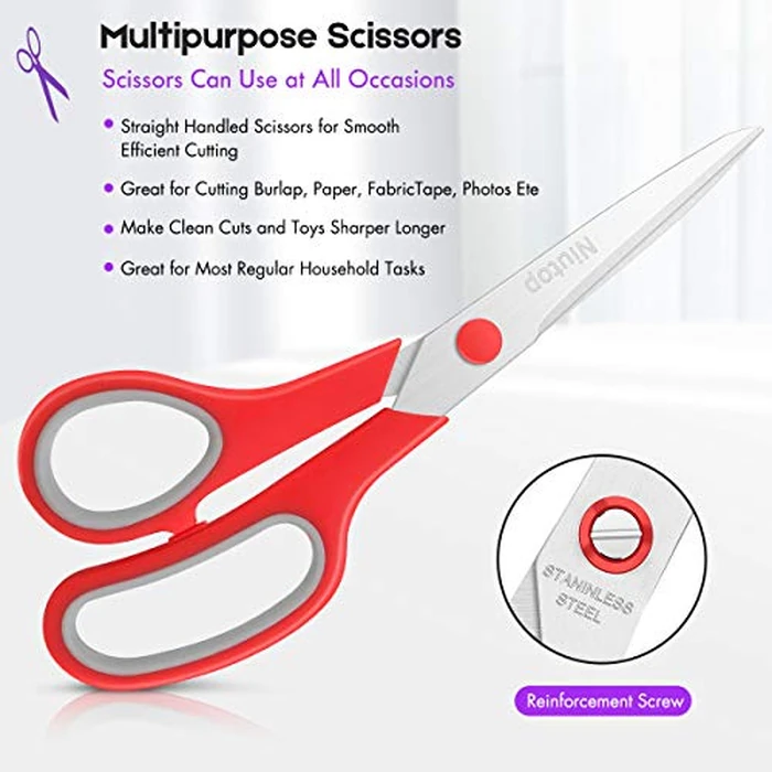 Scissors Bulk Set of 25-Pack, Niutop 8" Multipurpose Sharp Sewing Craft Shears Fabric Scissors for Office Home High/Middle School Student Office Teacher Supplies, Comfort-Grip Right/Left Handles by Niutop - Image 6
