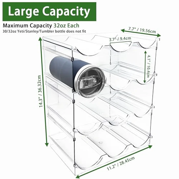 Spaclear 4 Pack Water Bottle Organizer, Stackable Kitchen Pantry Organization and Storage Shelf, Plastic Bottle Holder for Fridge Kitchen Cabinet Organizer and Storage, Tumbler Mug Cup Organizer by Spaclear - Image 2