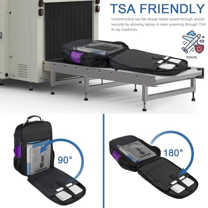 Z-MGKISS 52L Travel Backpack for Women, Large Waterproof Anti-Theft Backpack 17.3 Inch with USB Port, TSA-Approved Daypack, Gifts for Women Teacher Business College, Purple by Z-MGKISS - Image 6