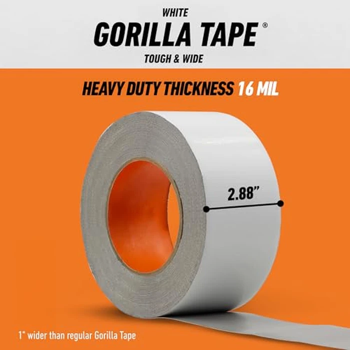 Gorilla Tape Tough & Wide, White Tape, 2.88" x 25 yd (Pack of 1) - Heavy Duty and Weather Resistant for Indoor or Outdoor by GORILLA - Image 3
