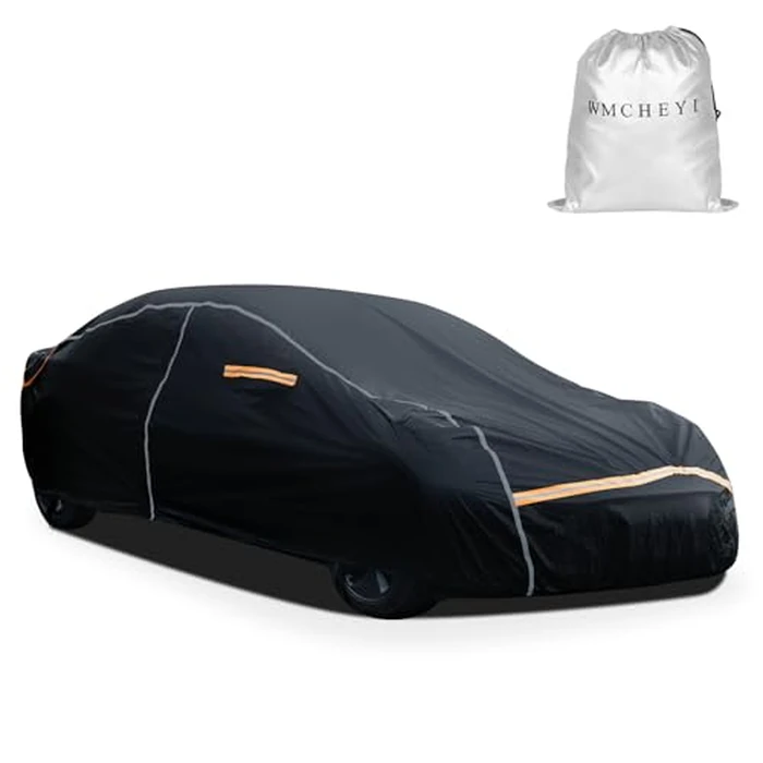 WMCHEYI Car Cover Waterproof All Weather,6 Layers Car Covers for Automobiles, Full Exterior Cover with Zipper, Outdoor Car Cover Sun UV Rain Snow Wind Protection, Fit for 185"(185*70*59 inch)Sedan by WMCHEYI - Used - Like New condition - US$28.49