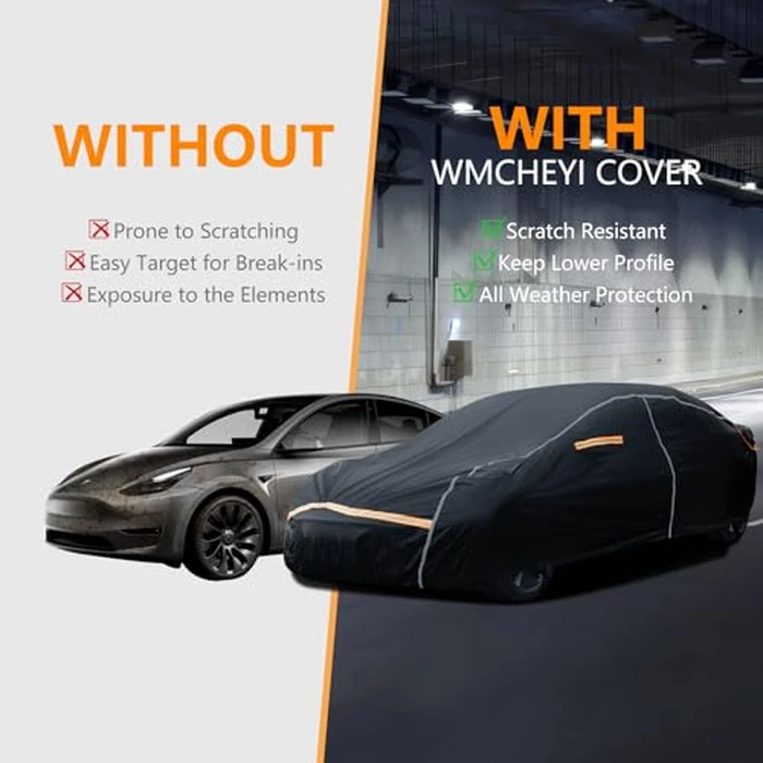 WMCHEYI Car Cover Waterproof All Weather,6 Layers Car Covers for Automobiles, Full Exterior Cover with Zipper, Outdoor Car Cover Sun UV Rain Snow Wind Protection, Fit for 185"(185*70*59 inch)Sedan by WMCHEYI - Image 2