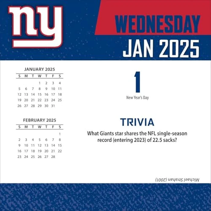 Turner Sports New York Giants 2025 Box Calendar (25998053050) by Turner Licensing - Image 2