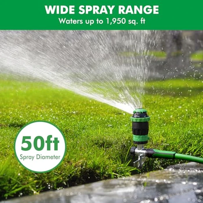 RESTMO Gear Drive Sprinkler with Metal Spike Base, 5-Pattern Heavy Duty Gardening Watering System, Multi-Adjustable Lawn Sprinkle for Garden Plant, Flower Bed and Large Yard Area Watering, Green by Restmo - Image 3