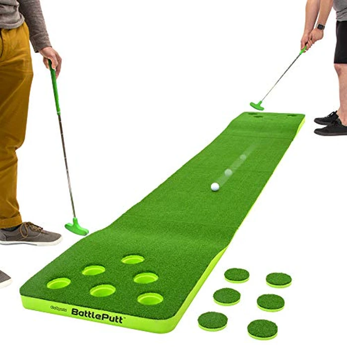 GoSports BattlePutt Golf Putting Game, 2-on-2 Pong Style Play with 11 ft Putting Green, 2 Putters and 2 Golf Balls by GoSports - Image 1
