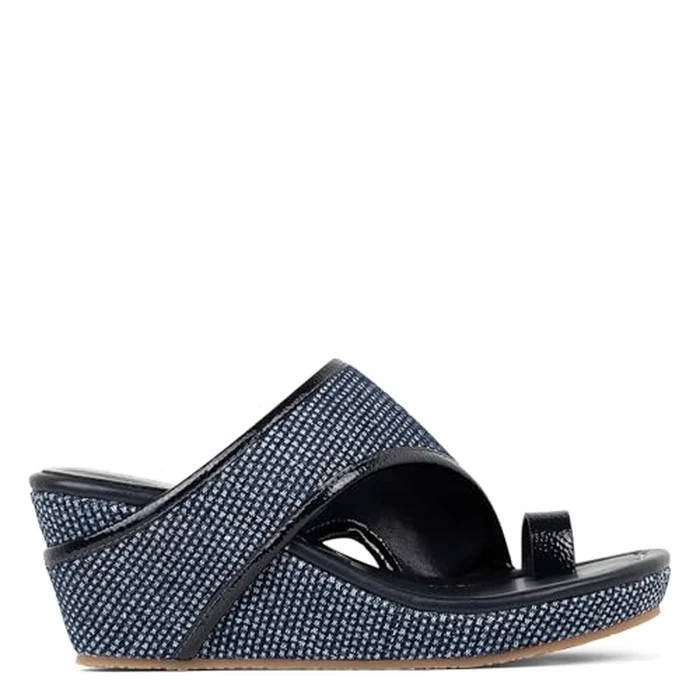 Donald Pliner Women's Gyer Wedge Sandals, Size 10 in Navy Denim, Comfortable, Cute, & Classy Slip-On Heeled Dress Sandals for Women, Casual Ladies Beach Shoes for Everyday, Errands, Events by Donald J Pliner - Image 6