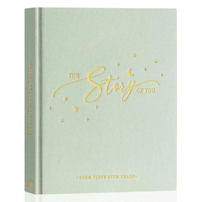 Lanpn Baby Memory Book - Linen Baby Book Journal Memories Keepsake - The Story of You - Newborn Baby First 5 Year Scrapbook Photo Book Milestone Album for Boy Girl New Parents (Sage Green, 154 Pages) by Lanpn - Used - Like New condition