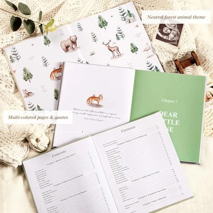 Lanpn Baby Memory Book - Linen Baby Book Journal Memories Keepsake - The Story of You - Newborn Baby First 5 Year Scrapbook Photo Book Milestone Album for Boy Girl New Parents (Sage Green, 154 Pages) by Lanpn - Image 3