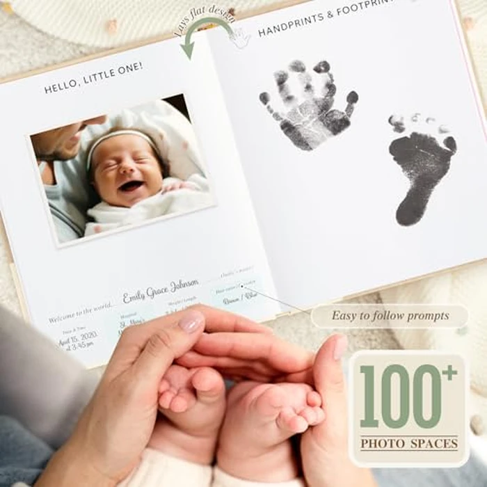 Lanpn Baby Memory Book - Linen Baby Book Journal Memories Keepsake - The Story of You - Newborn Baby First 5 Year Scrapbook Photo Book Milestone Album for Boy Girl New Parents (Sage Green, 154 Pages) by Lanpn - Image 4