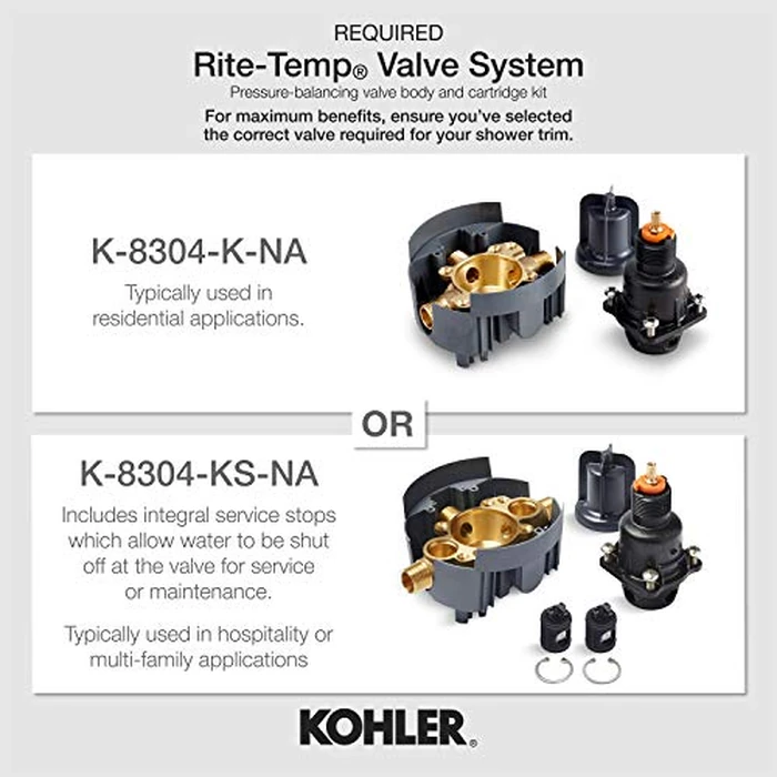 KOHLER K-TS73115-4-CP Composed Valve Trim with Lever Handle For Rite-Temp Pressure-Balancing Valve, Not Included, Polished Chrome by Kohler - Image 2