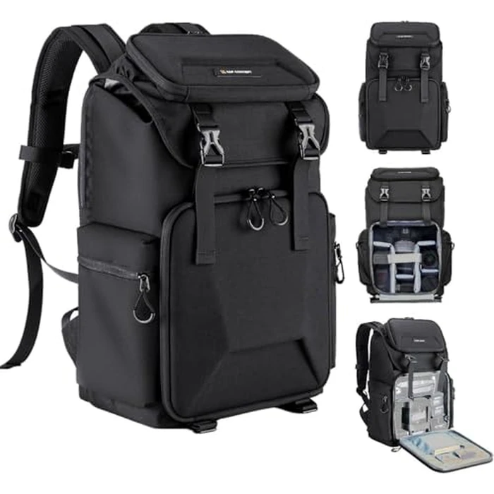 K&F Concept Camera Backpack, Hard Shell Camera Bag, Large Capacity Photography Backpack with 15.6" Laptop Compartment & Tripod Holder & Rain Cover, Backpack for DSLR SLR Cameras and Accessories by K&F CONCEPT - Used - Like New condition