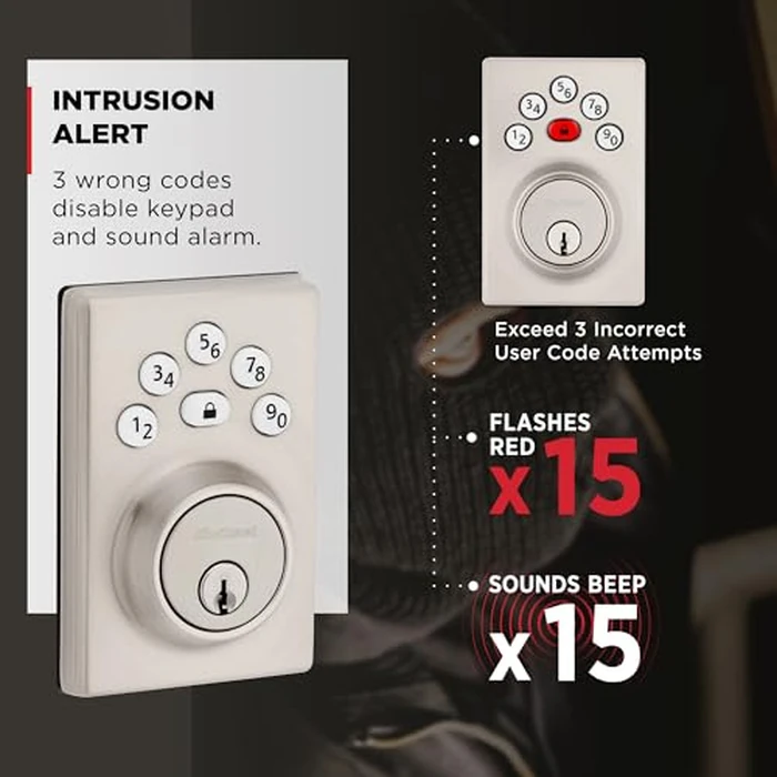 Kwikset Powerbolt 240 5-Button Keypad Satin Nickel Contemporary Electronic Deadbolt Door Lock, Featuring Convenient Keyless Entry, Customizable User Codes and Auto Locking by Kwikset - Image 6