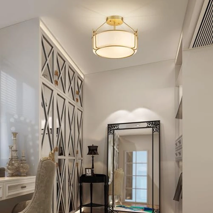 WUZUPS Chandelier 3-Light Semi-Flush Mount Ceiling Light Frosted White Glass Shade Modern Lighting Fixture for Diningroom Hallway Kitchen Bathroom, H 10" x W 14.8", E12 Base, Gold by WUZUPS - Image 9