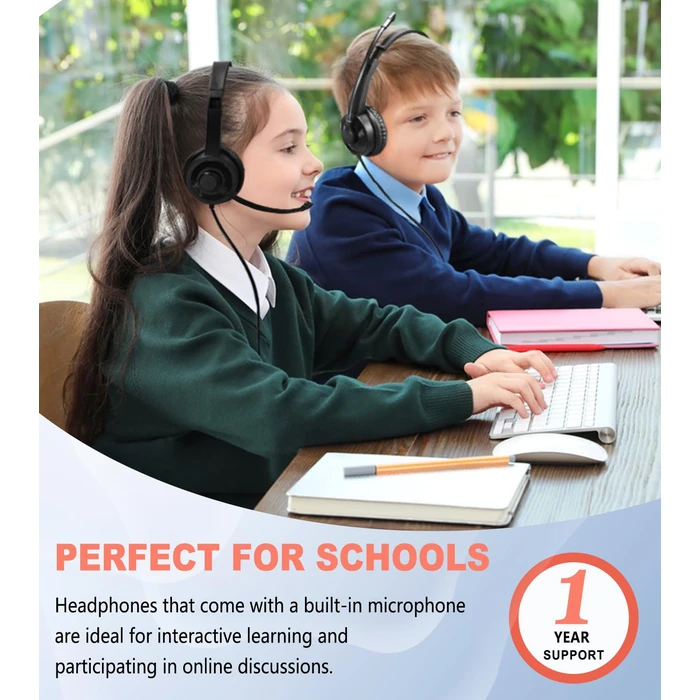 Ladont 2 Pack Kids Headphones with Microphone for Classroom School Student K-12, 3.5mm Jack Wired Headset with Microphone for Laptop Chromebook Computer PC-Black by Ladont - Image 6