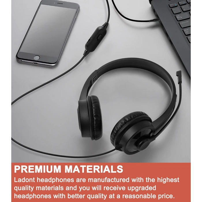 Ladont 2 Pack Kids Headphones with Microphone for Classroom School Student K-12, 3.5mm Jack Wired Headset with Microphone for Laptop Chromebook Computer PC-Black by Ladont - Image 7